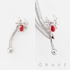 RED SPIDER CZ 316L SURGICAL STEEL CURVED BARBELL/EYEBROW